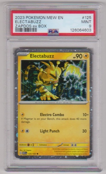 Graded PSA Mint 9 - Electabuzz 2023 Pokemon Mew EN Zapdos EX Box #125/165 Card