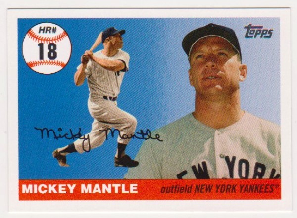 Mickey Mantle '55 Topps Style HR #18 2006 Topps #MHR18 Insert Card