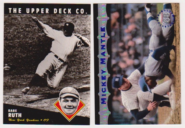 Babe Ruth + Mickey Mantle Baseball Card Pair