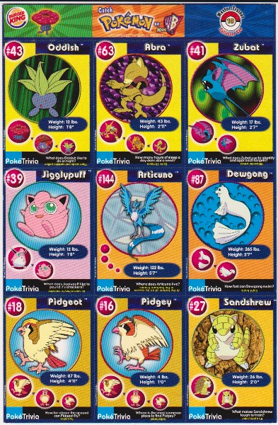 1999 Pokemon Master Trainer Collector Set Uncut 9 Card Uncut #19 Sheet