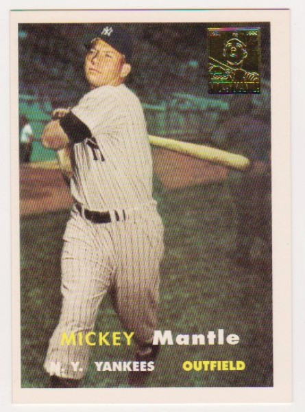 Mickey Mantle 1957 Topps #95 Commemorative Card - 1996 Topps #7 of 19 Insert Card