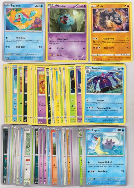 50 Different Pokemon Trading Cards w/ Squirtle + More