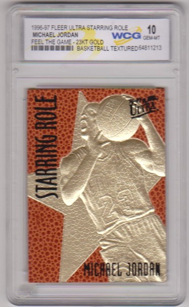 Graded Gem Mint 10 - Michael Jordan 1996-97 Fleer Ultra Starring Role Feel The Game 23 Kt Gold Card