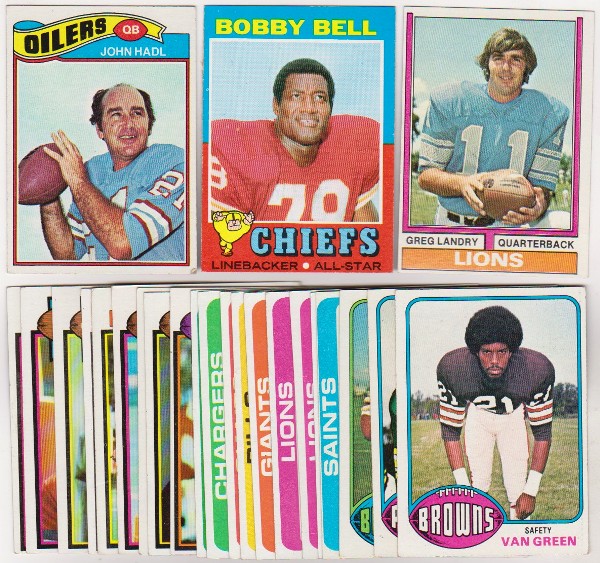 24 Different 1970's Topps Football Cards (1971-1979) w/ John Hadl + More