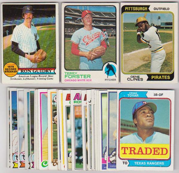 25 Different 1970's Topps Baseball Cards (1973-1979) w/ Ron Guidry + More