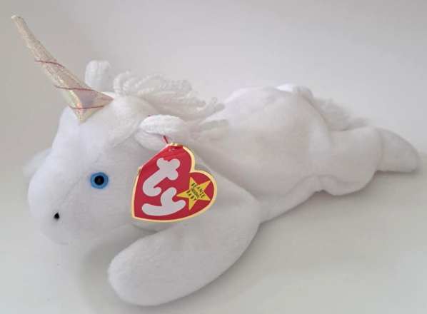 1993 Ty Beanie Baby Mystic The Unicorn w/ Iridescent Horn/Yarn Mane - New With Tags