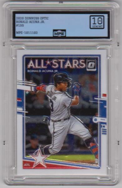 Graded MPE Gem Mint 10 - Ronald Acuna Jr. 2020 Donruss Optic #199 Card