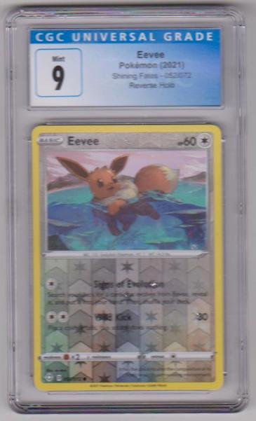 Graded CGC Mint 9 - Eevee 2021 Pokemon Shining Fates Reverse Holo #052/072 Card
