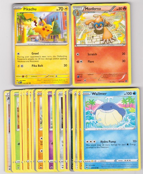 25 Different Pokemon Trading Cards w/ Pikachu + More