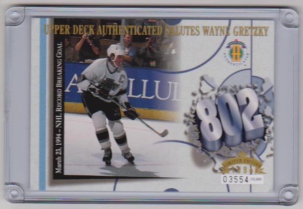 WAYNE GRETZKY - 1994 Upper Deck 802 Goal 3.5x5 Inch C-Card - #'ed/10,000