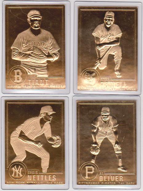 22kt Gold - 4 Different 1996 Danbury Mint Gold Cards - Al Oliver, Graig Nettles, Boog Powell, Luis Tiant