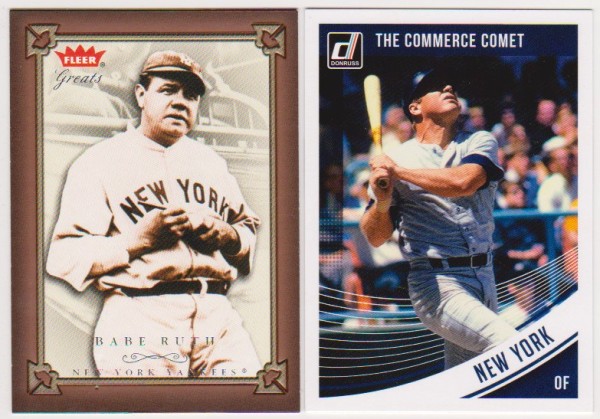 Babe Ruth + Mickey Mantle Baseball Card Pair