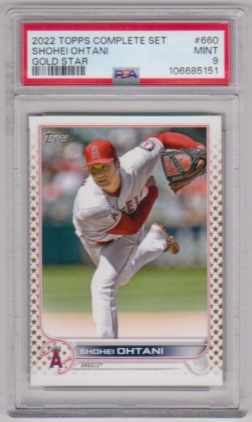 Graded PSA Mint 9 - Shohei Ohtani 2022 Topps Complete Set Gold Star Variation #660 Card