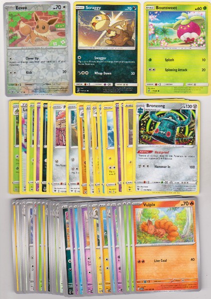 50 Different Pokemon Trading Cards w/ Eevee Reverse Holo + More