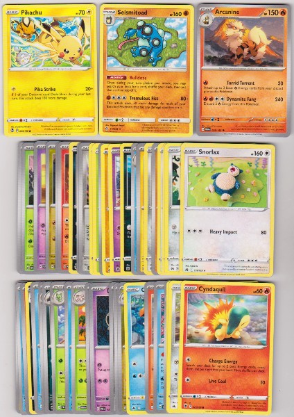 50 Different Pokemon Trading Cards w/ Pikachu + More