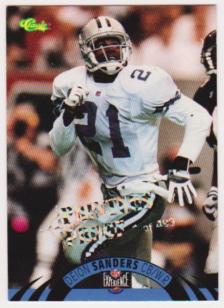 Only 499 Exist - Deion Sanders 1996 Classic NFL Experience Printers Proof #80 Insert Card