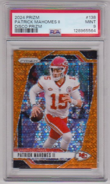 Graded PSA Mint 9 - Patrick Mahomes 2024 Panini Prizm Disco Prizm #138 Parallel Card