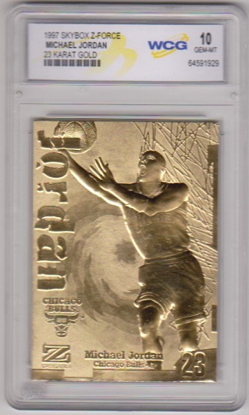 Graded Gem Mint 10 - Michael Jordan 1997 Skybox Z-Force 23 Kt Gold Card