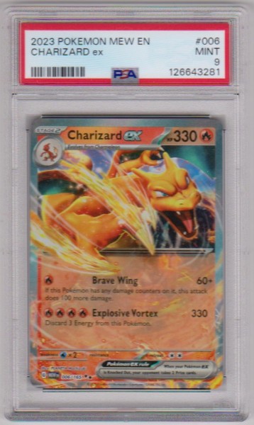 Graded PSA Mint 9 - Charizard EX 2023 Pokemon Mew EN #006/165 Card