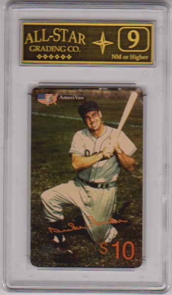 Graded 9 - Duke Snider 1994 Amerivox $10 Phone Card