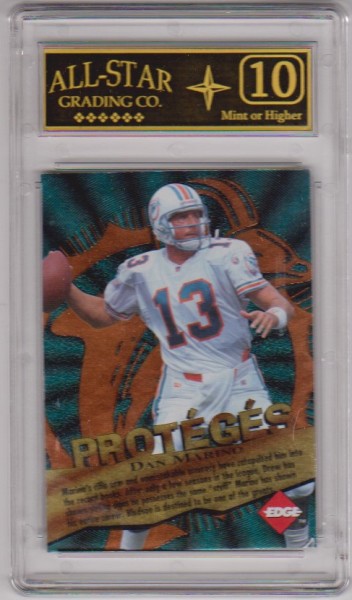 Graded 10 - Dan Marino/Drew Bledsoe 1996 Edge Proteges #7 Insert Card (Only 1500 Exist)