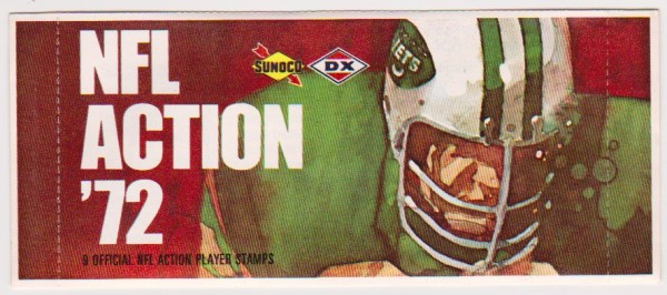 Sealed 1972 NFL Action '72 Sunoco Pack With 9 Player Stamps Inside