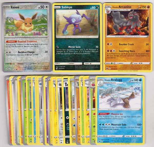 25 Different Pokemon Trading Cards w/ Eevee REVERSE HOLO + More