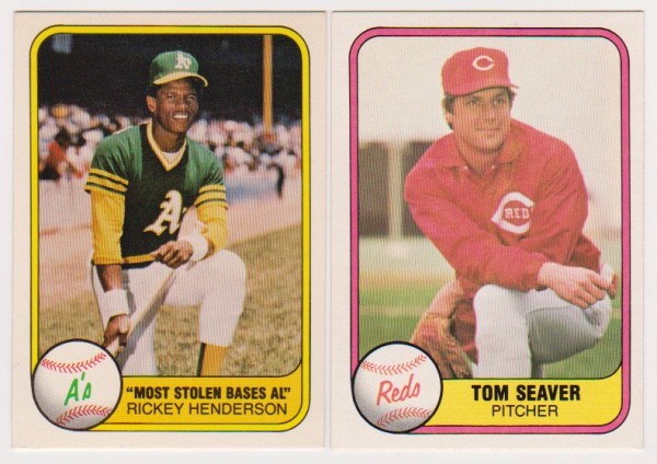 1981 Fleer Rickey Henderson #351 + Tom Seaver #200 Card Pair