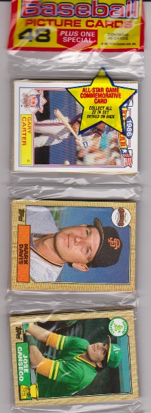 1987 Topps Baseball 49 Card Rack Pack w/ Gary Carter On Front