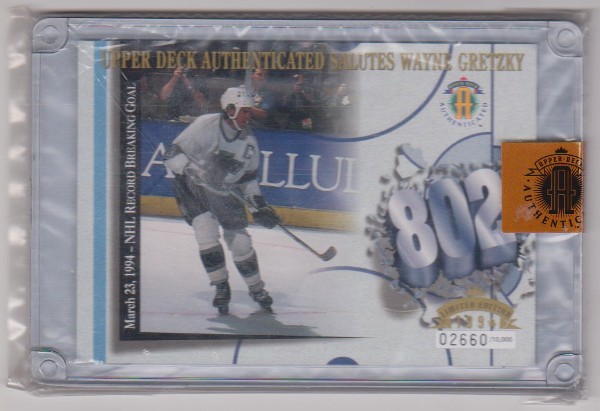 WAYNE GRETZKY - 1994 Upper Deck 802 Goal 3.5x5 Inch C-Card - #'ed/10,000