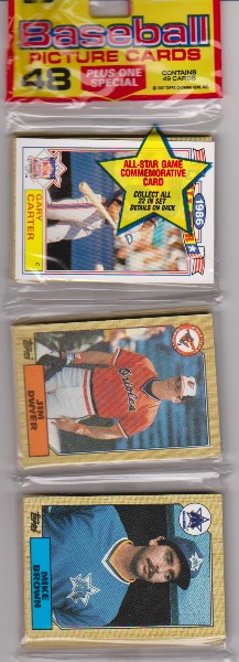 1987 Topps Baseball 49 Card Rack Pack w/ Gary Carter On Front