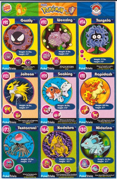 1999 Pokemon Master Trainer Collector Set Uncut 9 Card Uncut #11 Sheet