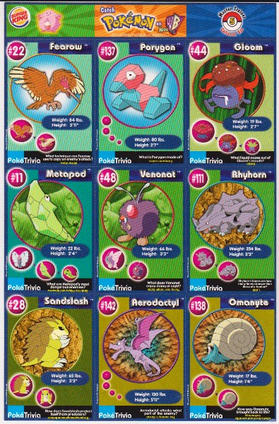 1999 Pokemon Master Trainer Collector Set Uncut 9 Card Sheet #5