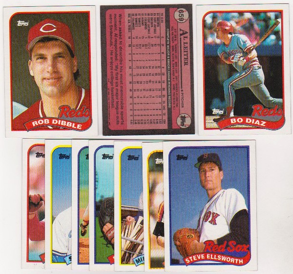 ERROR LOT - 10 Different 1989 Topps Baseball Wrong Back Errors - Rob Dibble Rookie & More