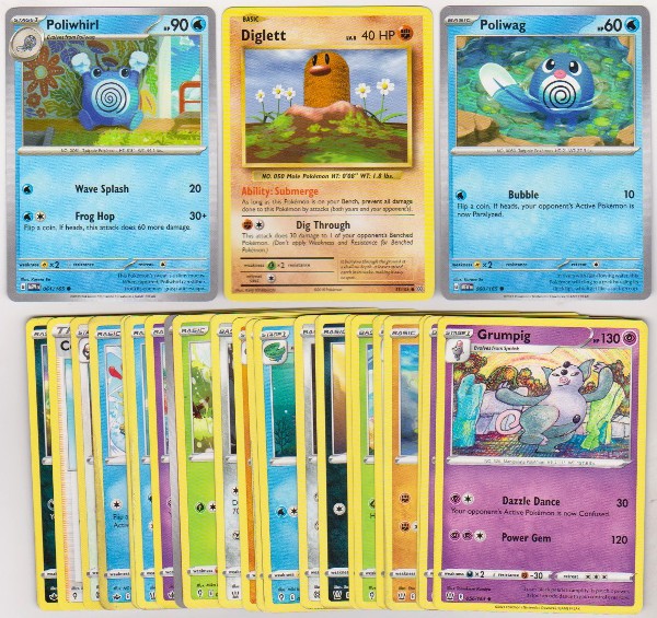 25 Different Pokemon Trading Cards w/ Poliwhirl + More
