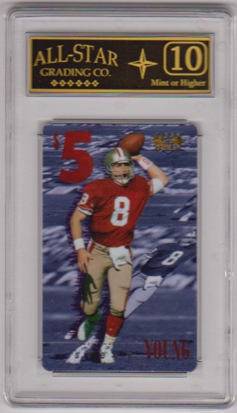 Graded 10 - Steve Young 1996 Classic Clear Assets $5 Phone Card