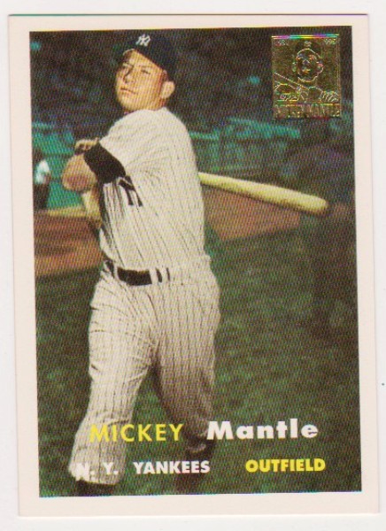 Mickey Mantle 1957 Topps #95 Commemorative Card - 1996 Topps #7 of 19 Insert Card