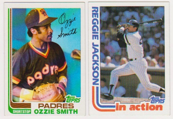 1982 Topps Ozzie Smith #95 + Reggie Jackson #301 Card Pair - HOF'ers