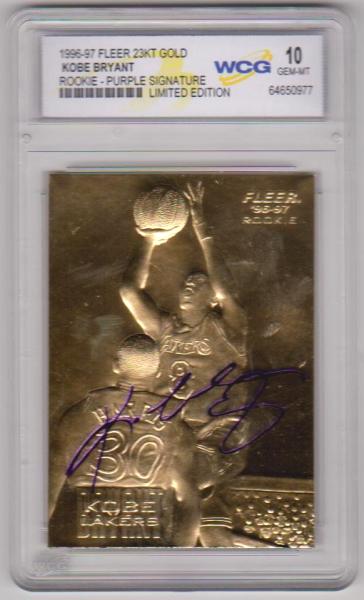 Rookie Graded Gem Mint 10 - Kobe Bryant 1996-97 Fleer w/ Purple Signature 23 Kt Gold Card