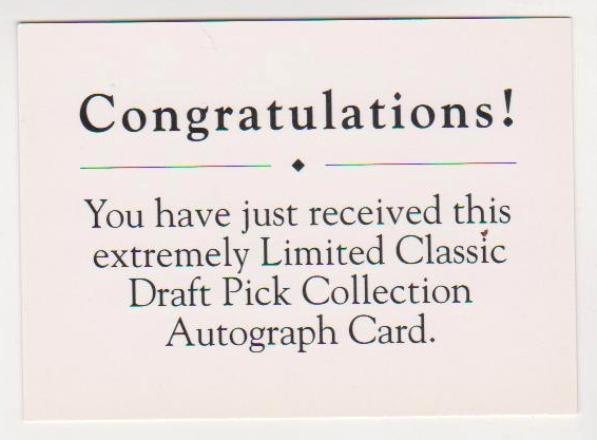 Signed - Pat Falloon 1991 Classic Draft Picks Certified Autographed ...