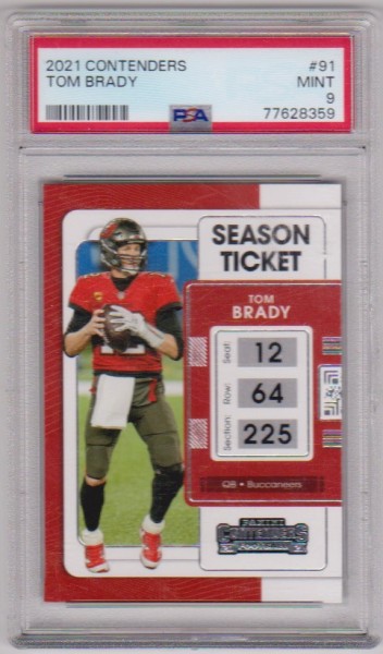 Graded PSA Mint 9 - Tom Brady 2021 Panini Contenders #91 Card