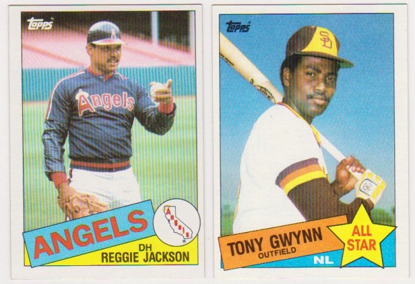 1985 Topps Reggie Jackson #200 + Tony Gwynn #717 Card Pair