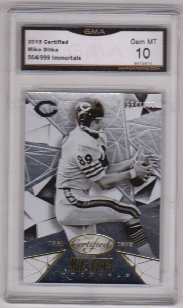 Graded Gem Mint 10 - Mike Ditka 2015 Panini Certified Immortals #116 Card (#564/999 Produced)