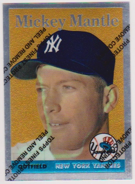 Mickey Mantle 1958 Topps Finest #150 Commemorative Card - 1996 Topps #8 of 19 Insert Card