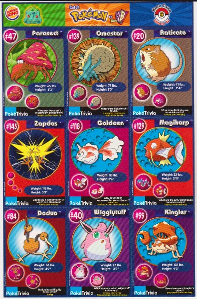 1999 Pokemon Master Trainer Collector Set 9 Card Uncut Sheet #6
