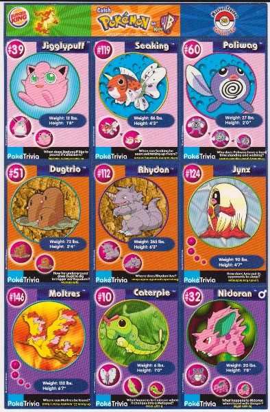 1999 Pokemon Master Trainer Collector Set 9 Card Uncut Sheet #20