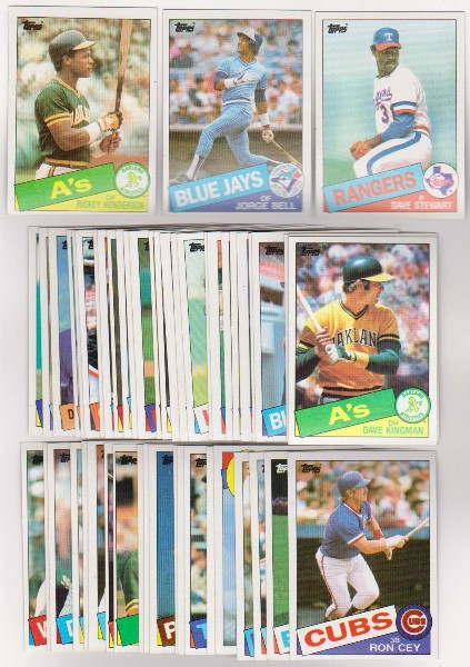 50 Different 1985 Topps Baseball Cards - Rickey Henderson + More