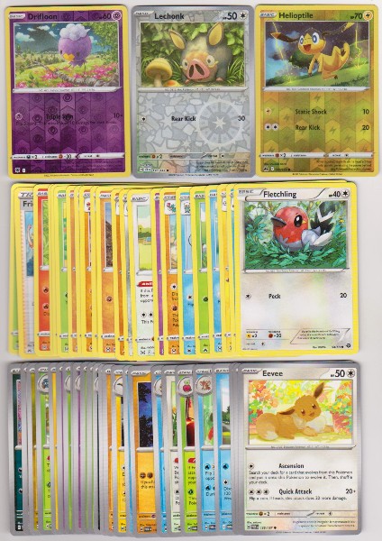 50 Different Pokemon Trading Cards w/ 3 REVERSE HOLOS + More