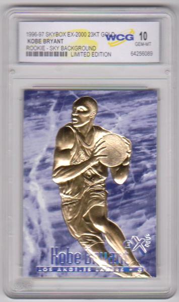 Carte Rookie Kobe Bryant EX-2000 1996-97 - Violet, Bordure Or 23K - Notée GEM-MINT 10 (WCG)