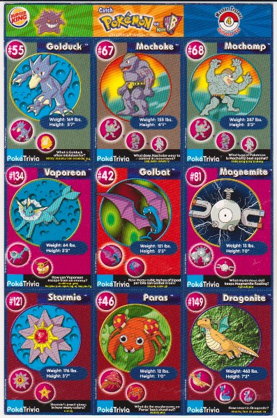 1999 Pokemon Master Trainer Collector Set Uncut 9 Card Sheet #4